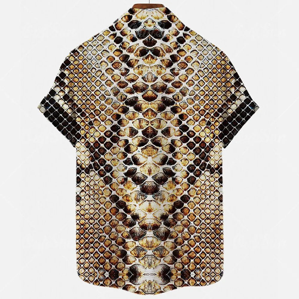 Men's slim fit short sleeve shirt with 3D printed flower pattern in polyester fabric