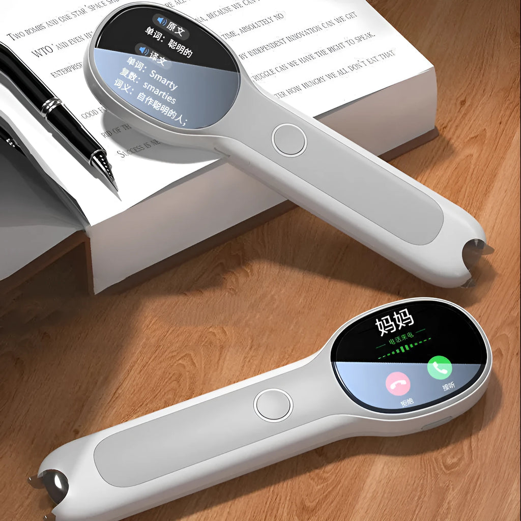 White ABS reading pen for English learning and Chinese translation with USB charging cable