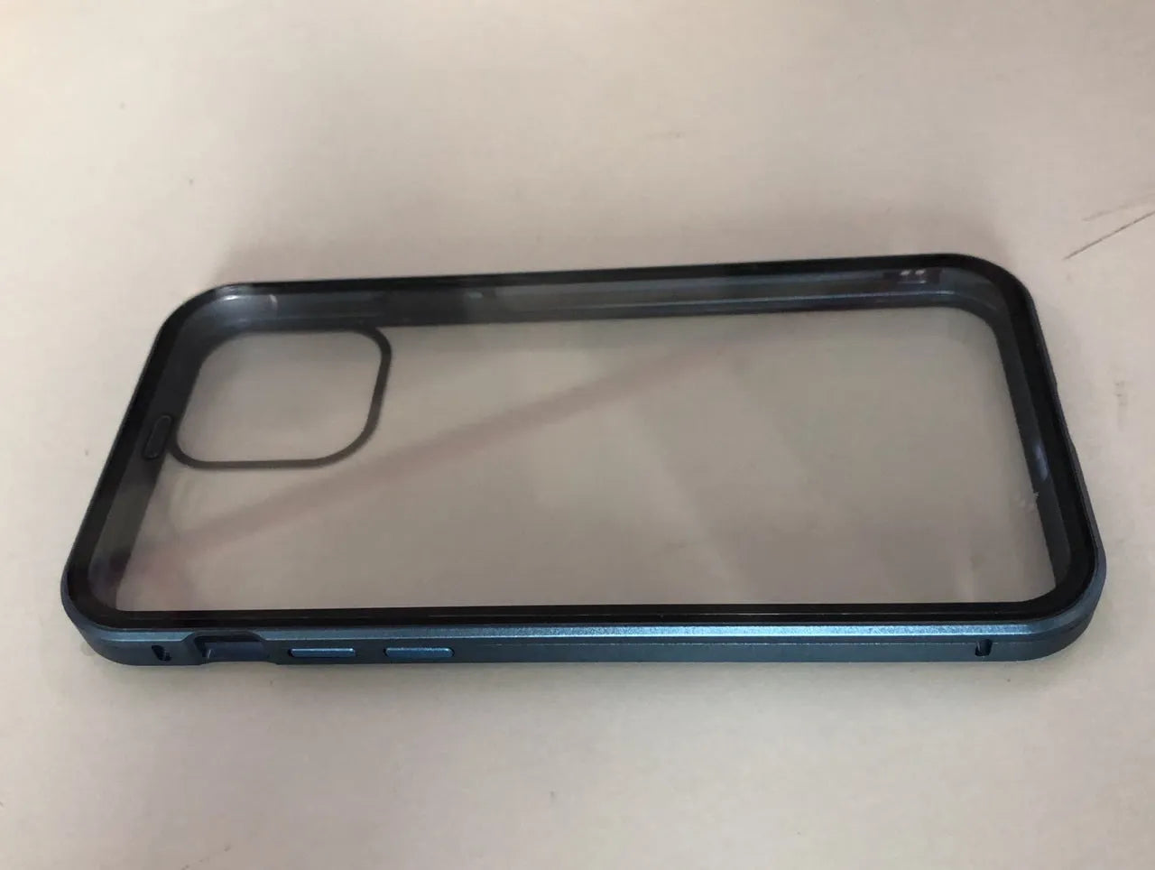 Clamshell anti-spy phone case in six colours showing tempered glass construction for iPhone privacy protection