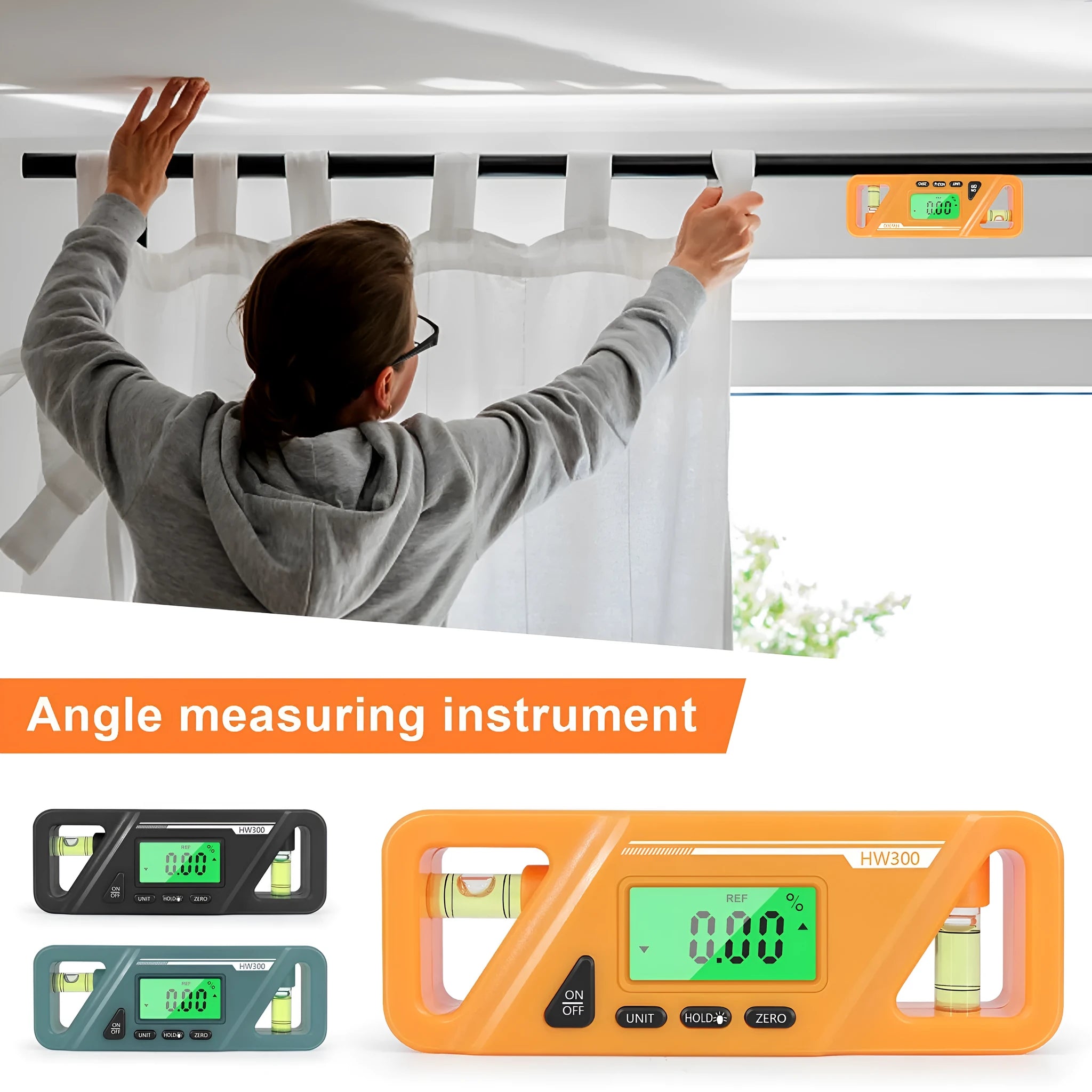 Black digital angle gauge with magnetic base and LCD display showing an angle reading.