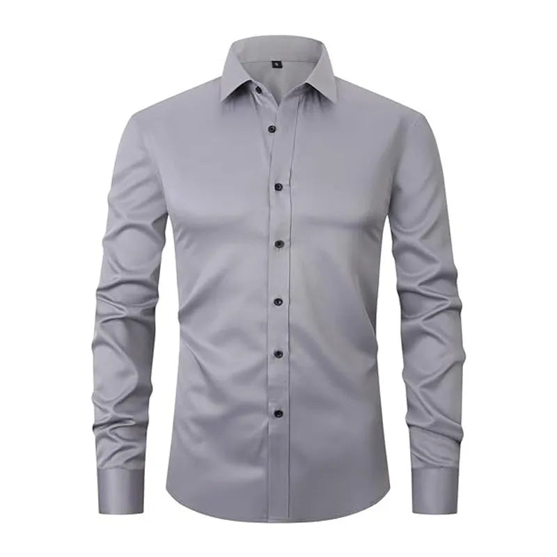 Men's stretch long sleeve work shirt in polyester fabric shown in multiple colour options
