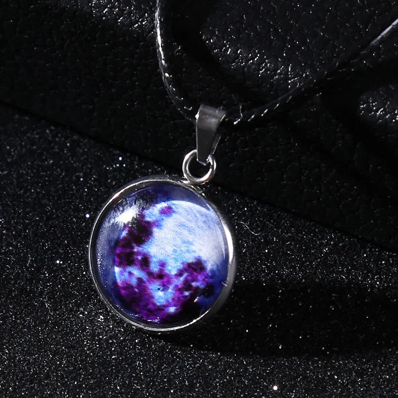 Christmas moon night sky luminous alloy pendant necklace with constellation design on adjustable chain