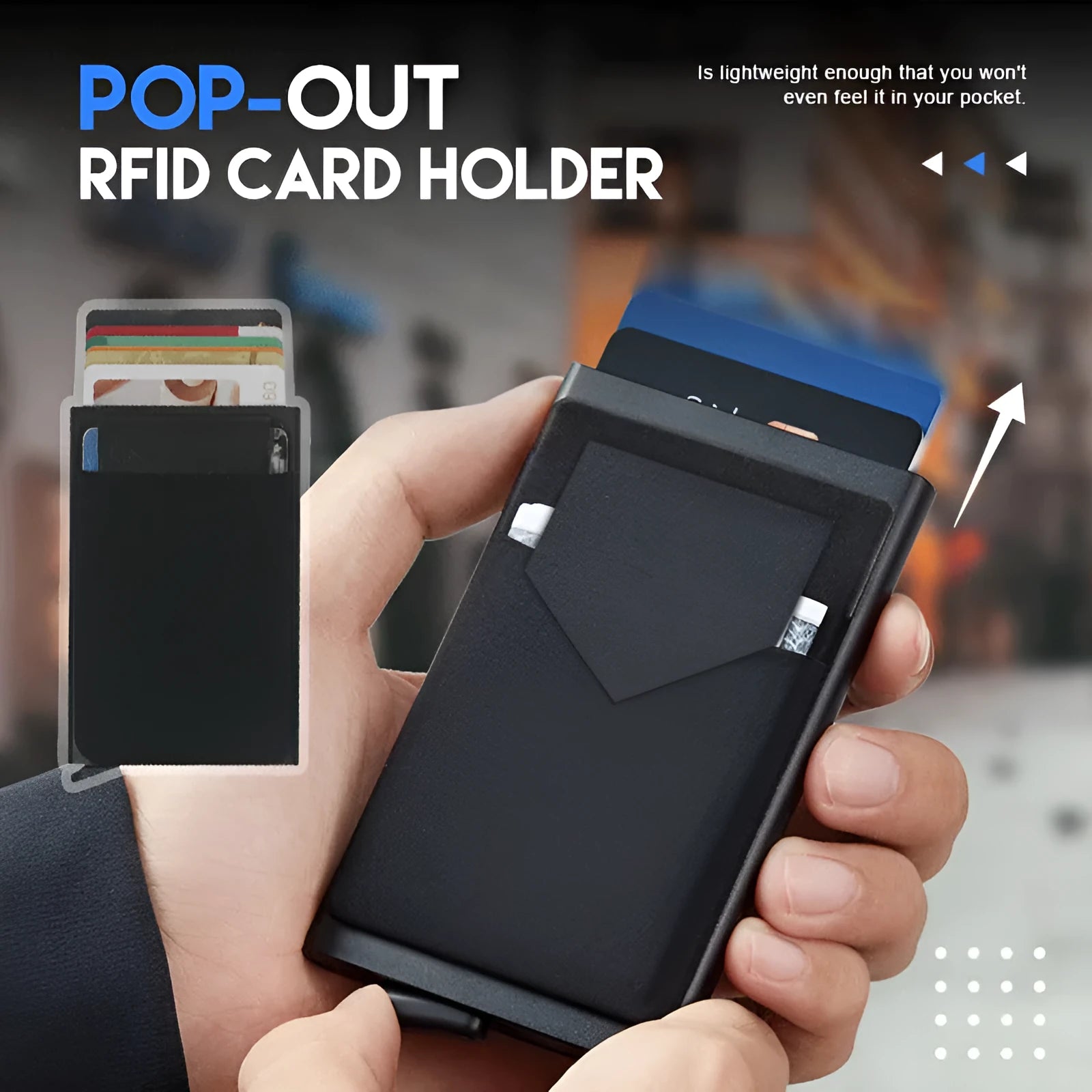 Metal credit card holder with RFID blocking in frosted aluminium alloy showing colour options