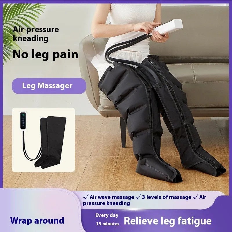 Black air wave leg massage boots fully wrapped calf and foot massager with touch control panel