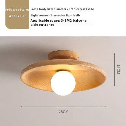 Minimalist solid wood and glass ceiling lamp in a walnut colour finish