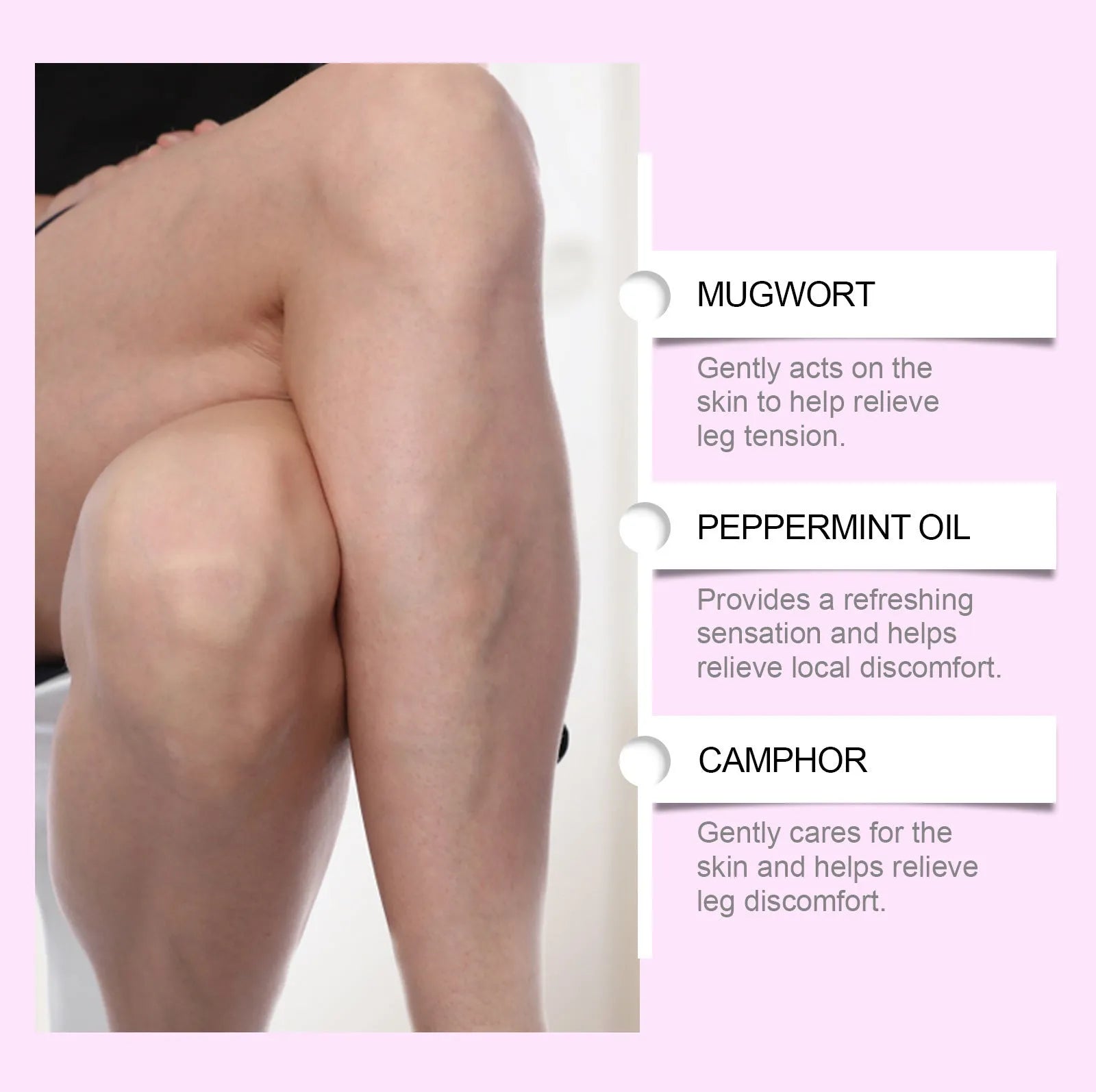 Leg care patch kit with 12 pieces containing plant ingredients for nourishment and massage