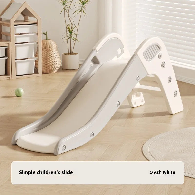 Small plastic baby slide in blue, yellow, brown or gray colours for indoor use