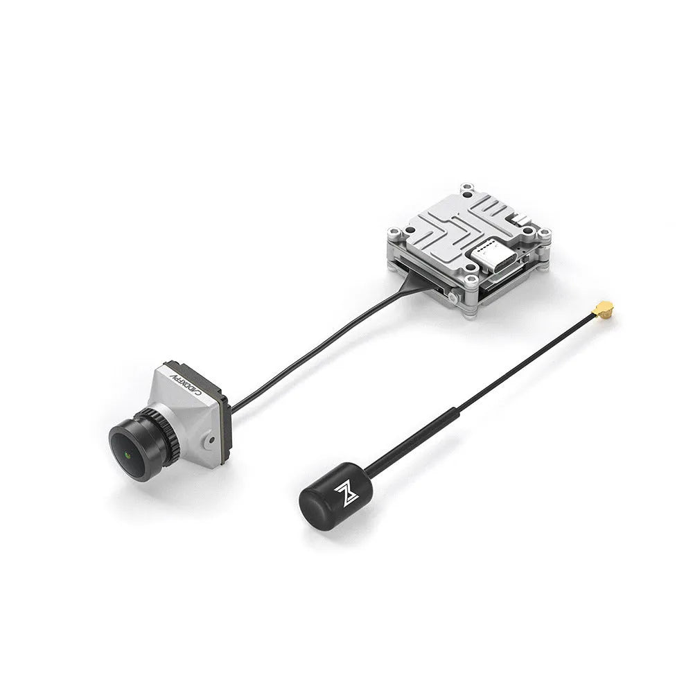 Silver Caddx ADAPTS DJI FPV digital video transmission unit with cables and mounting screws
