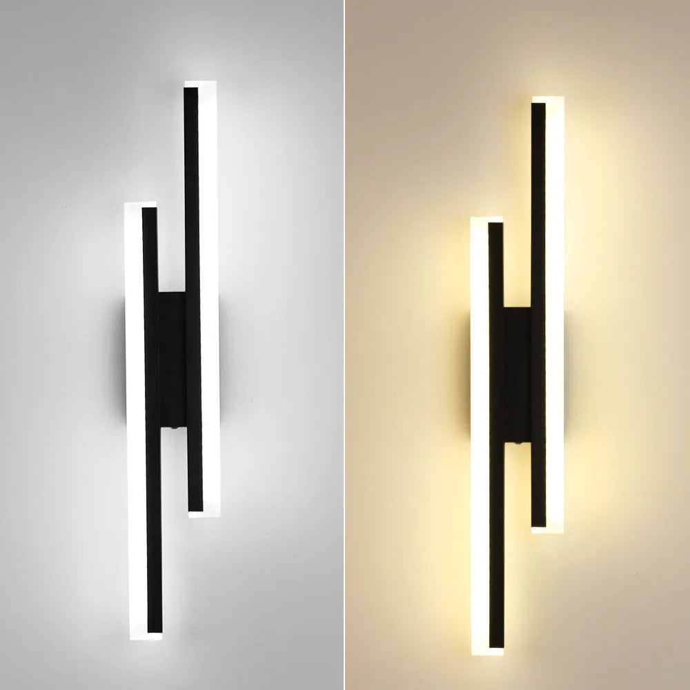 Gold finish double line wall lamp with LED light source measuring 500mm length
