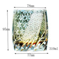 Japanese-style carved crystal whiskey tumbler with 301-400ml capacity in Gray Far Thunder colour on a dark surface
