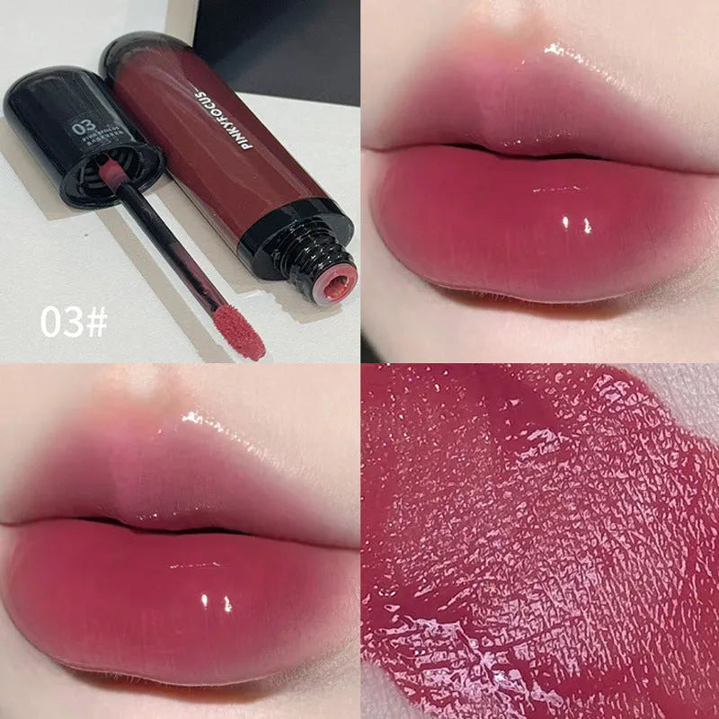Black shiny Mirror Lip Paint lacquer with six Black Citrus colour options including tomato and sweet potato shades