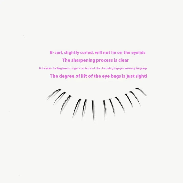 12 row segmented false eyelashes with 4-5-6mm pointed tails and sheer root