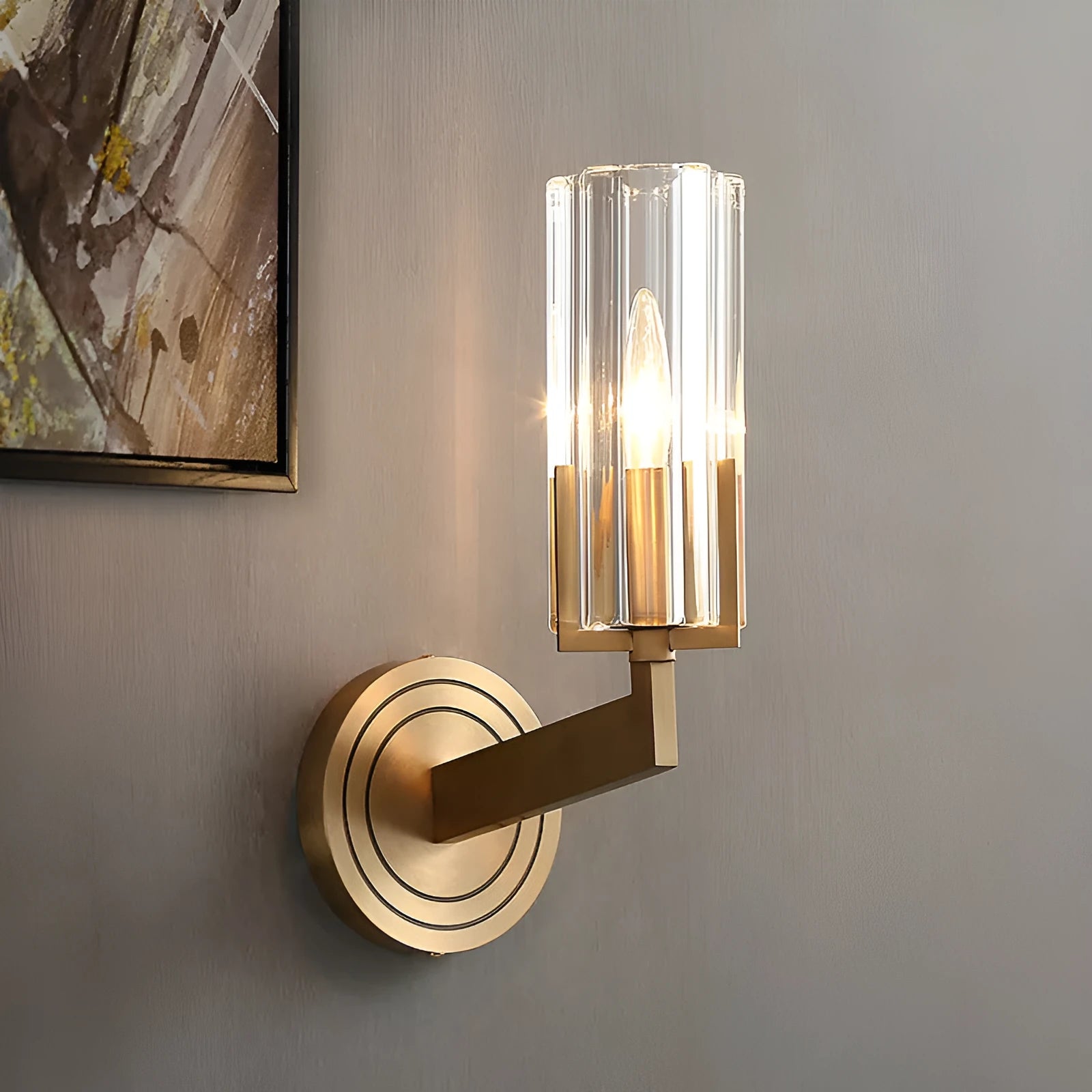 Copper wall lamp with minimalist Nordic design for bedside lighting