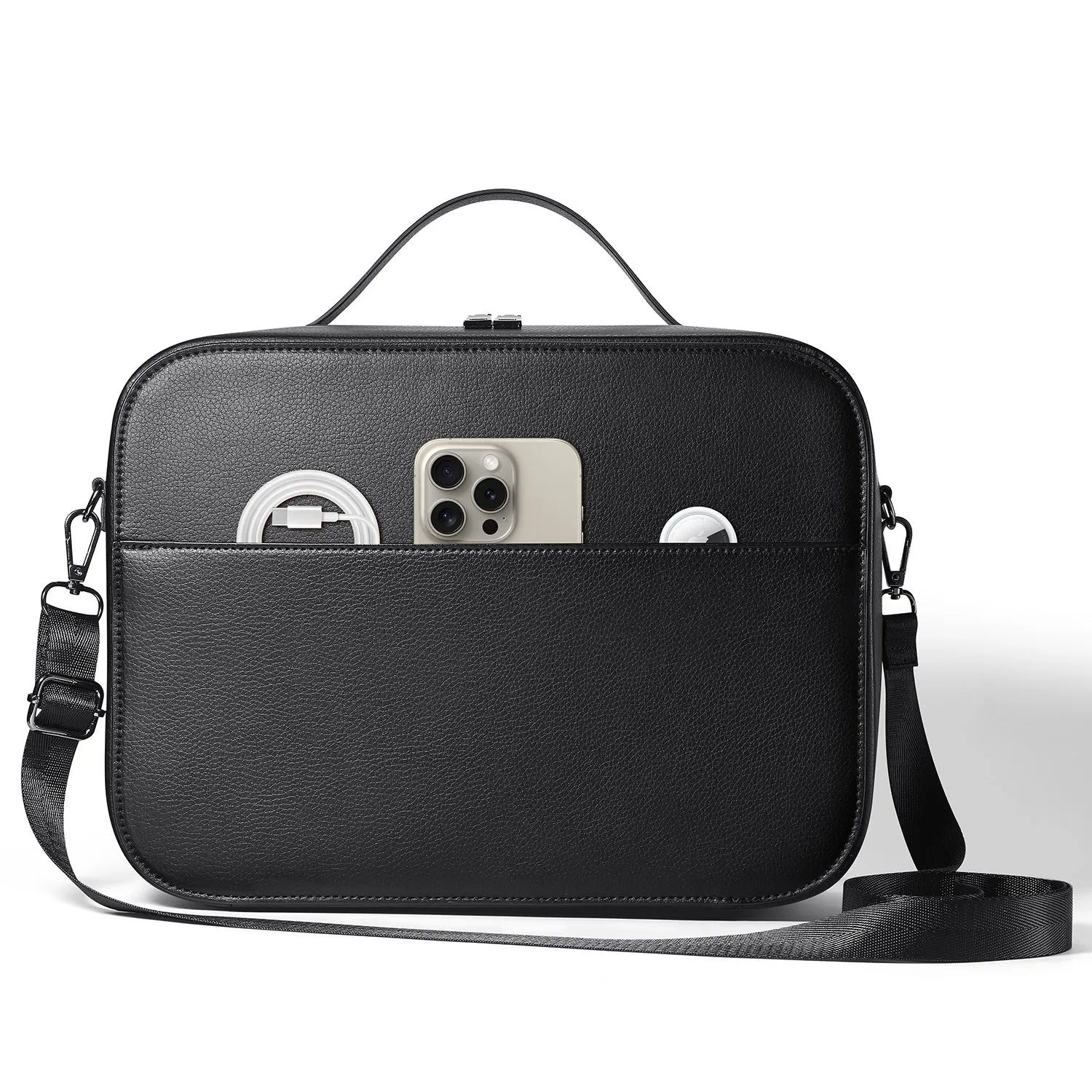 Black MR glasses storage box for Apple Vision Pro measuring 32.5cm with superfiber construction