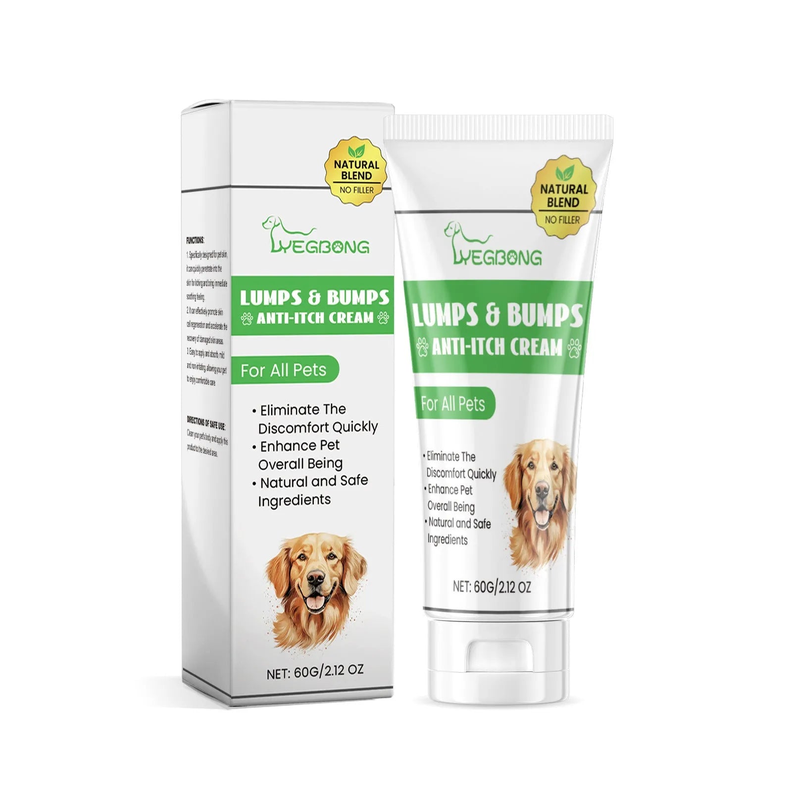 Pet itch relieving cream for cats 60g tube with tea tree oil and aloe vera