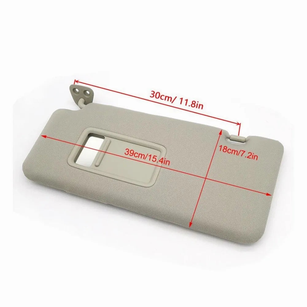 Beige sun visor with mirror for Nissan Lida 2005-2012, dimensions 43x23x8 cm