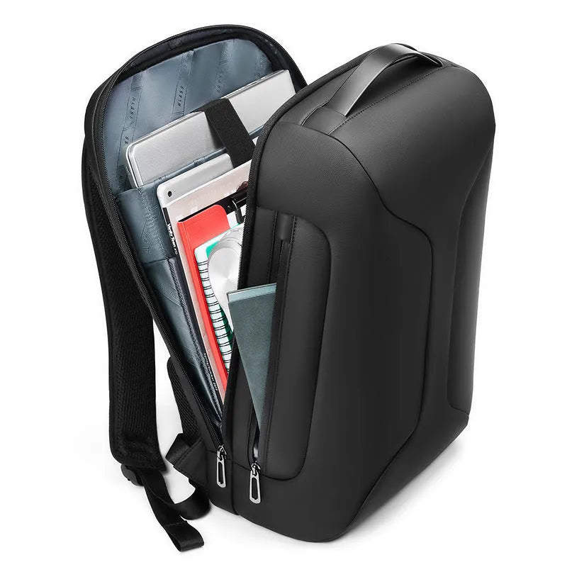 Men's large capacity business travel backpack in Oxford cloth with air pillow belt, black colour option