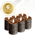 Black S6 LED flameless pillar candle measuring 5cm in diameter and 7cm tall.