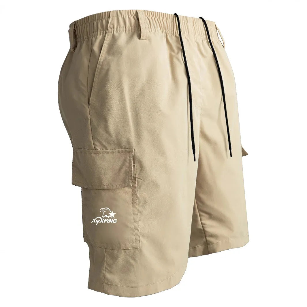 American style loose straight casual sports shorts in polyester with micro elasticity