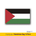 Palestinian flag car decal sticker on vehicle window showing three colourway options