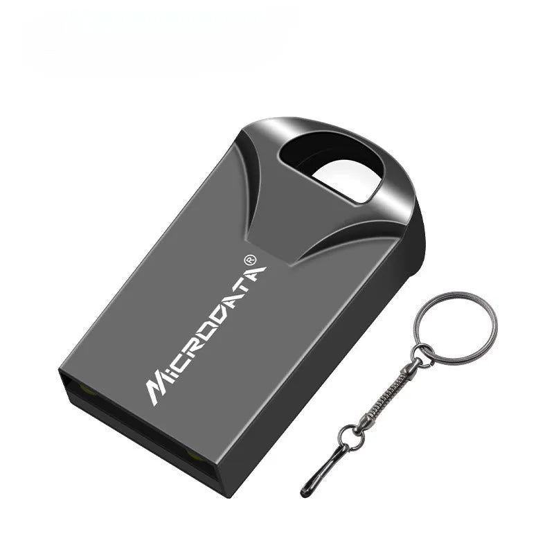 Compact metal speed car design USB flash drive on a silver chain necklace.