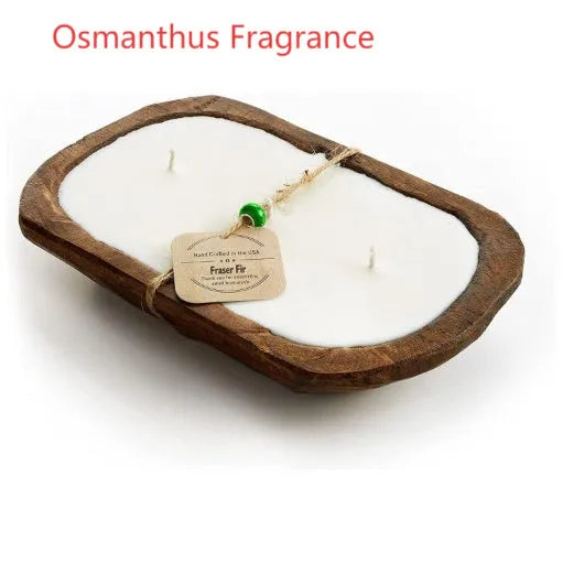 Wooden basin soy wax aromatherapy candle with triple wick and lavender scent option