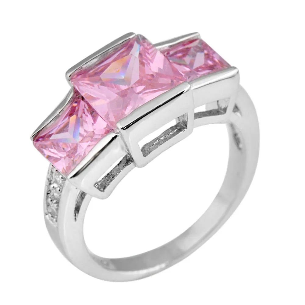 Geometric copper women's ring with an electroplated finish shown in multiple colour options on a white background.