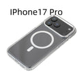 Transparent magnetic suction phone case for iPhone 17 Pro Max with frosted finish