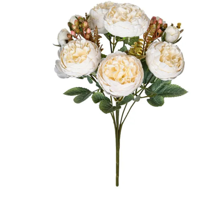 Artificial silk peony bouquet in champagne colour for wedding and home decoration
