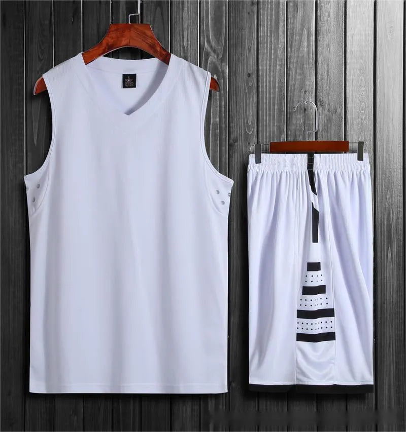 White student sports vest and shorts set for basketball and running training.