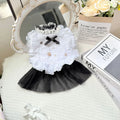White polyester princess-style waltz gauze skirt for a small dog on a mannequin.