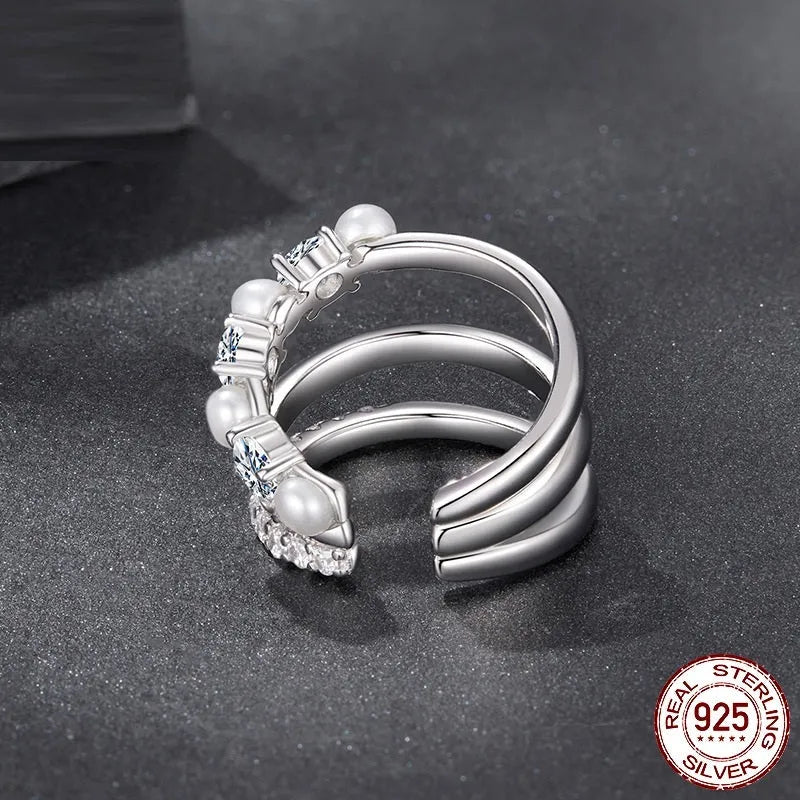 S925 sterling silver geometric line ear clip earrings for women
