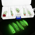 Set of five 3D fluorescent simulation luminous hard bait fishing lures for sub-surface fishing