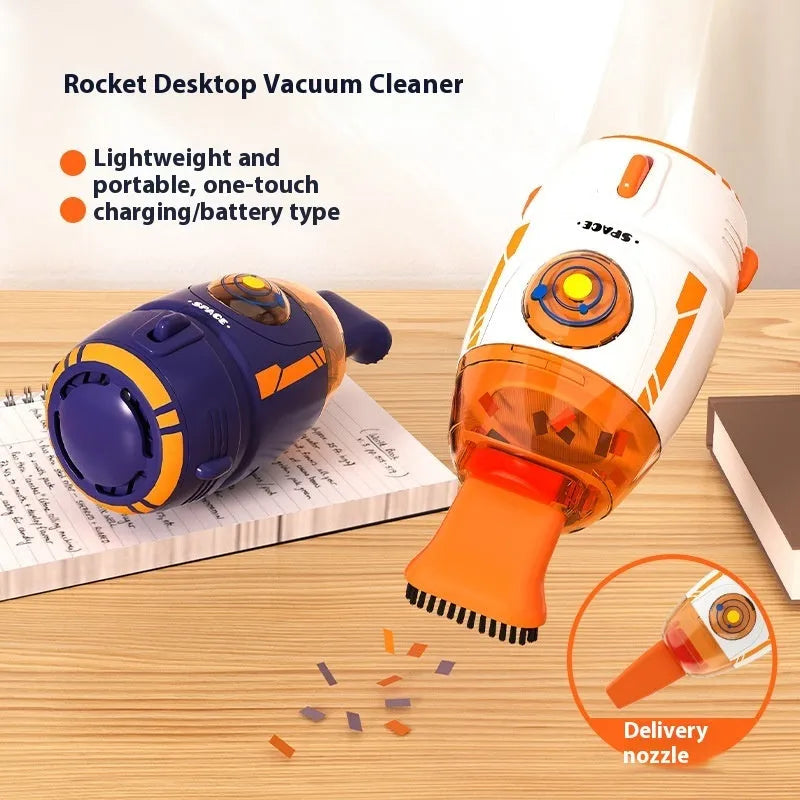 USB desktop vacuum cleaner in rocket design with blue colour for keyboard cleaning