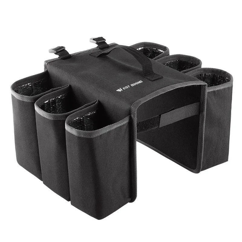Black and orange bicycle double-sided beverage shelf bag with 2L capacity