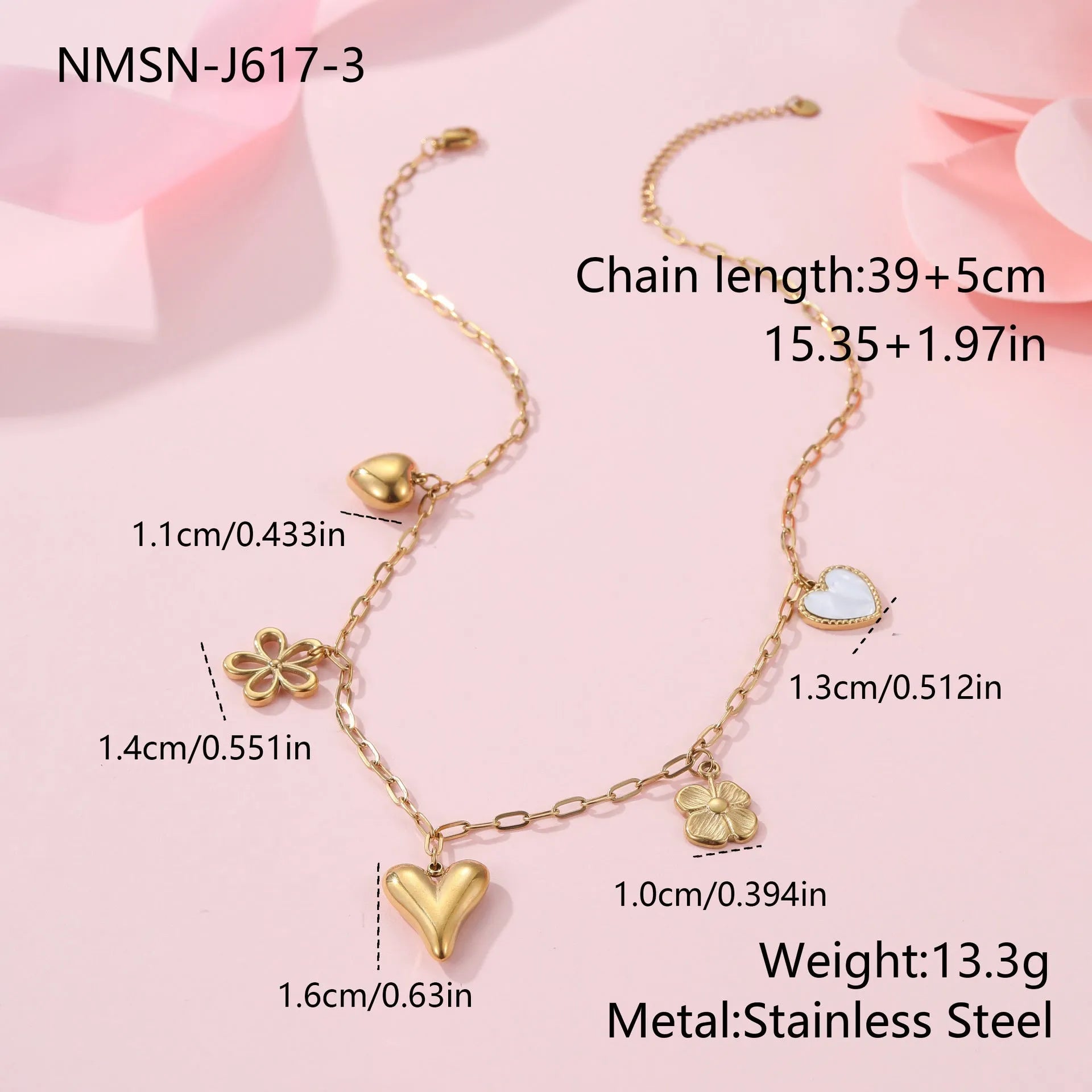 Gold-plated stainless steel necklace showing geometric sun pendant on an adjustable chain.