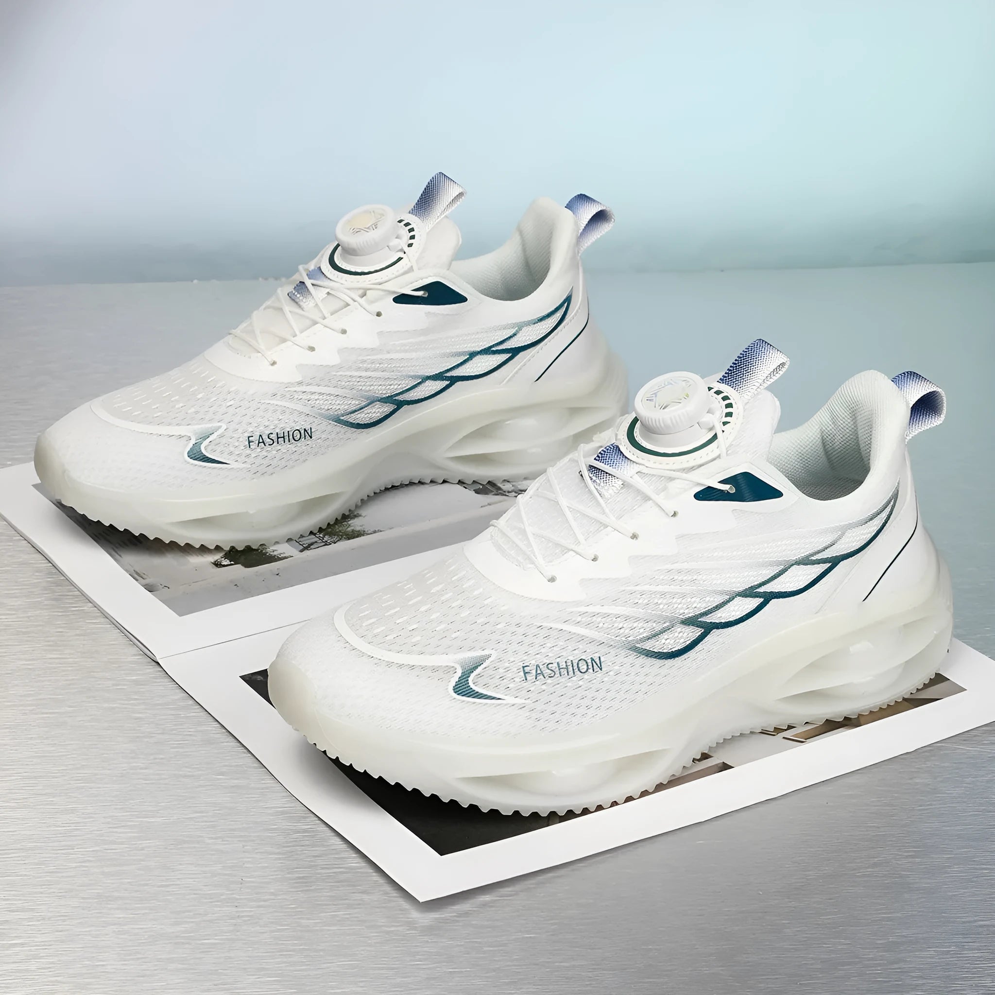 Casual breathable shoes with PU mesh upper, rubber sole, and lace-up front in three colour options