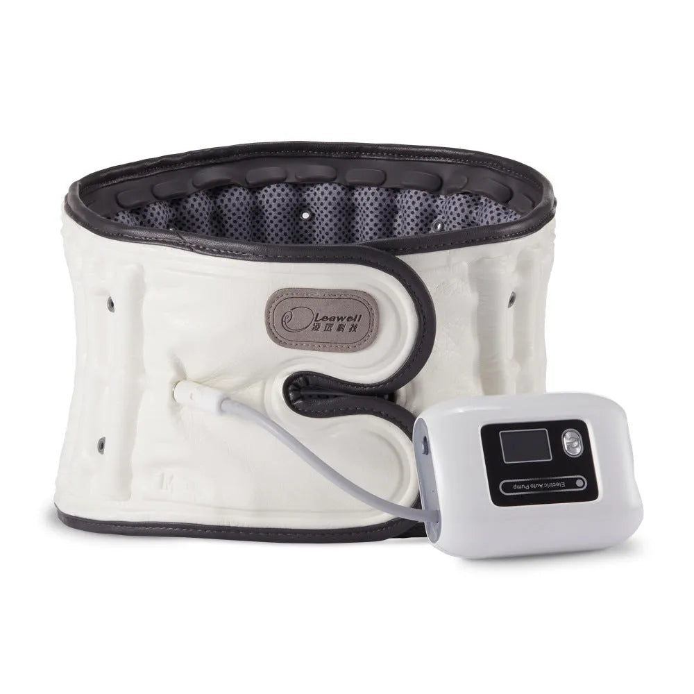 Automatic inflation lumbar support waist belt in PU material on a grey background