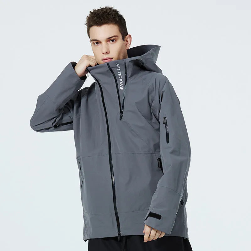 Yellow and black ski suit with thin veneer double plate construction for winter sports