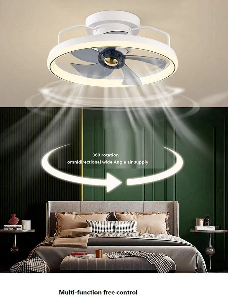 500mm diameter modern ceiling fan with integrated light and acrylic lampshade