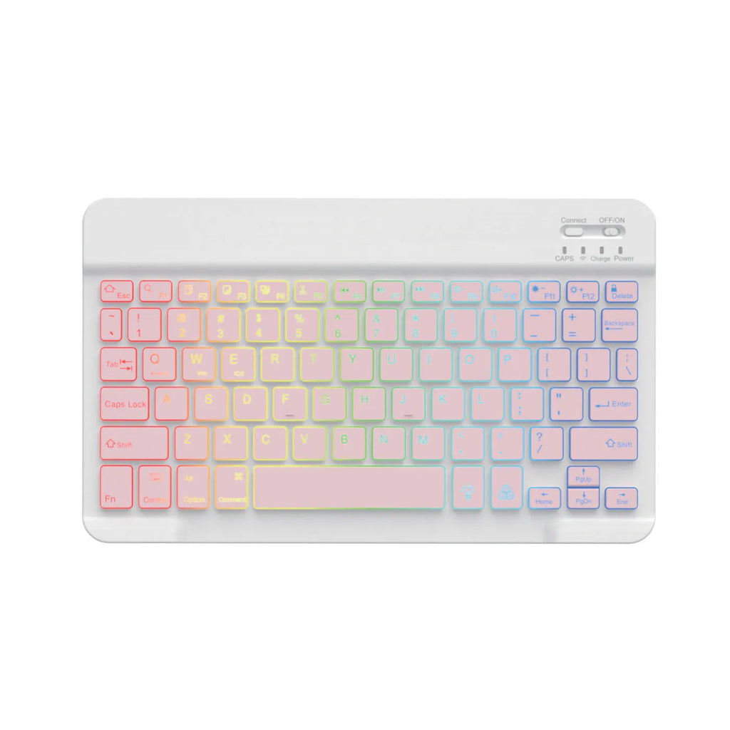 10-inch Bluetooth keyboard with colourful backlit lighting for tablets and mobile phones