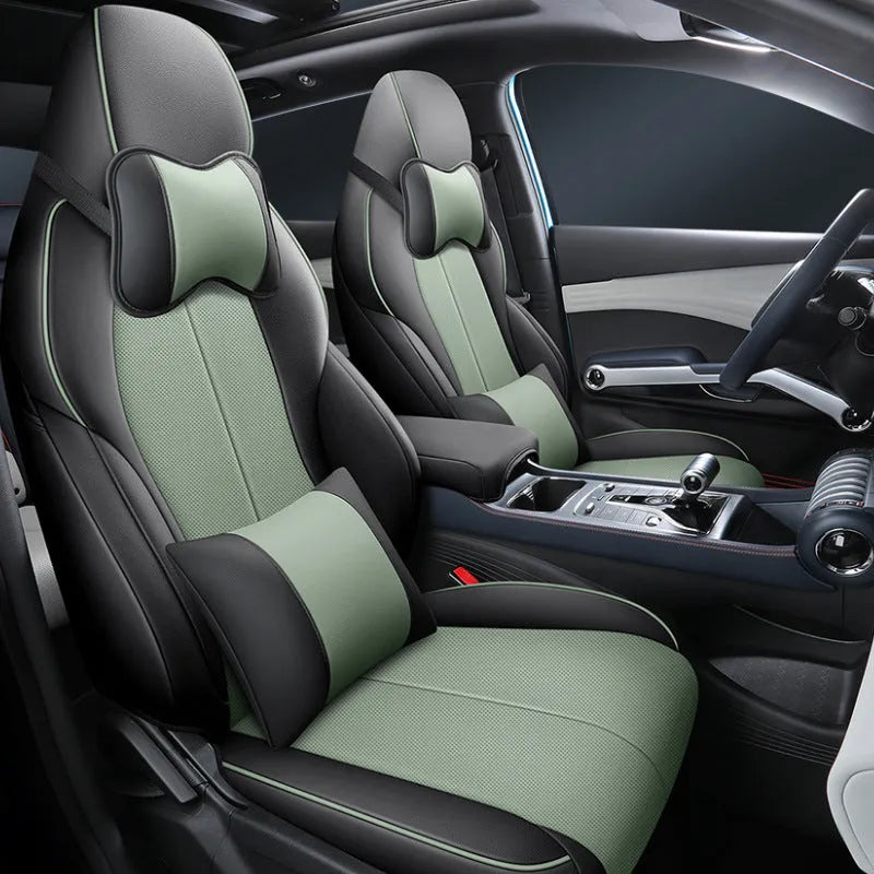 BYD Yuan PLUS car seat cushion cover shown in adventure green colour.
