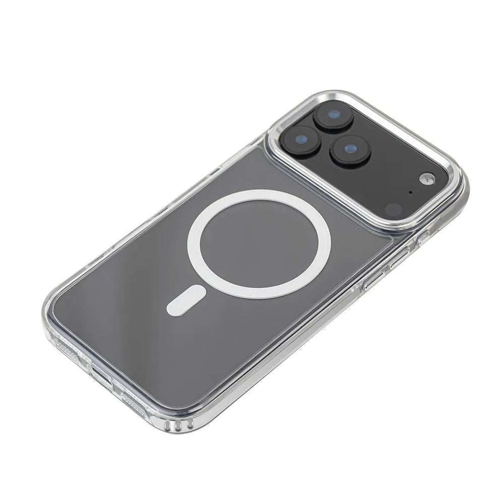 Transparent magnetic suction phone case for iPhone 17 Pro Max with frosted finish