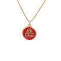 Copper bottle cap pendant necklace on a 40cm box chain with 18K gold electroplating.