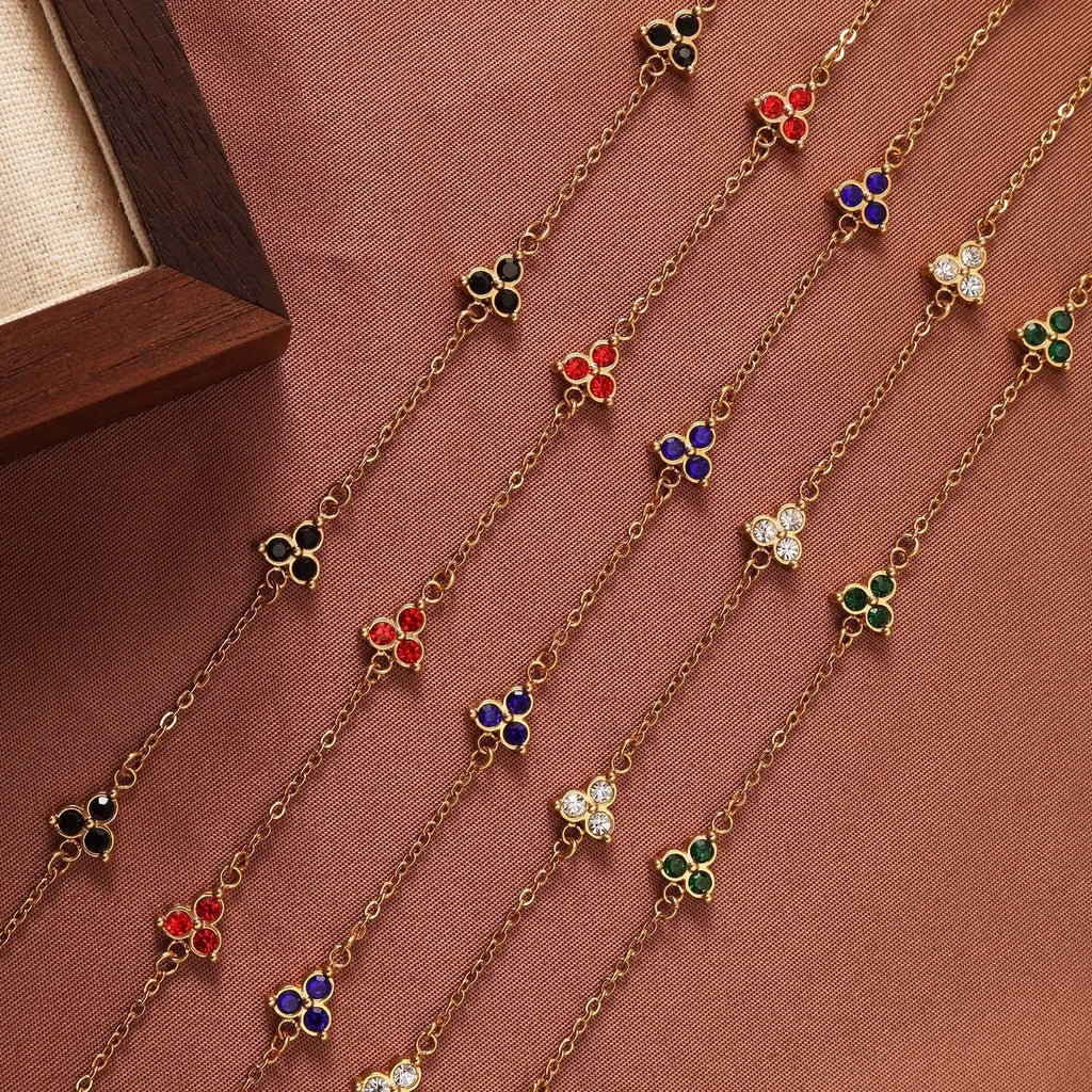 Women's geometric triangular bracelet with zircon gemstone in stainless steel gold tone or steel tone finish
