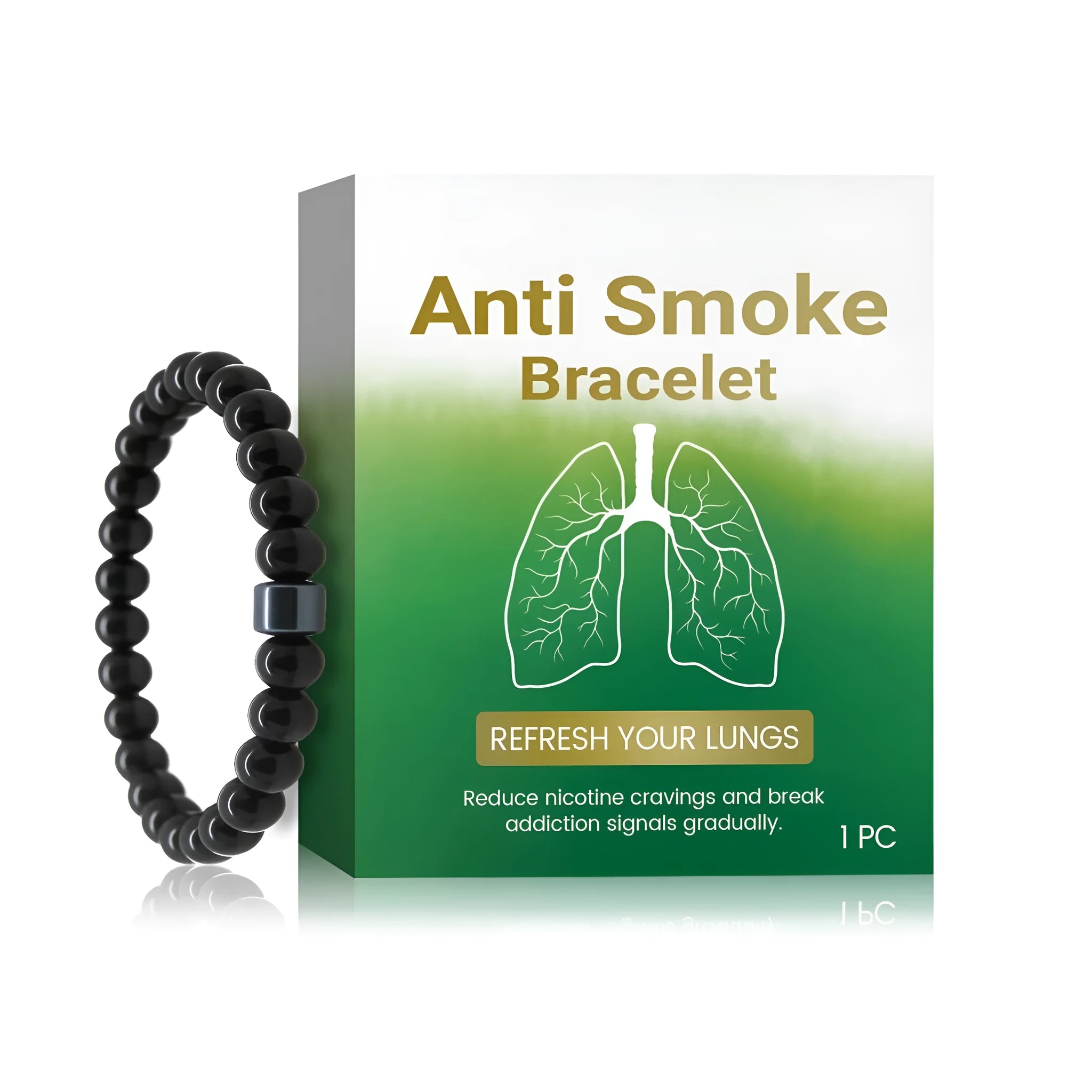 Men's smoke prevention bracelet with glass and black gallstone materials
