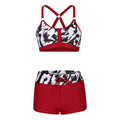 Women's floral print polyester bikini swimsuit set in multiple colour options