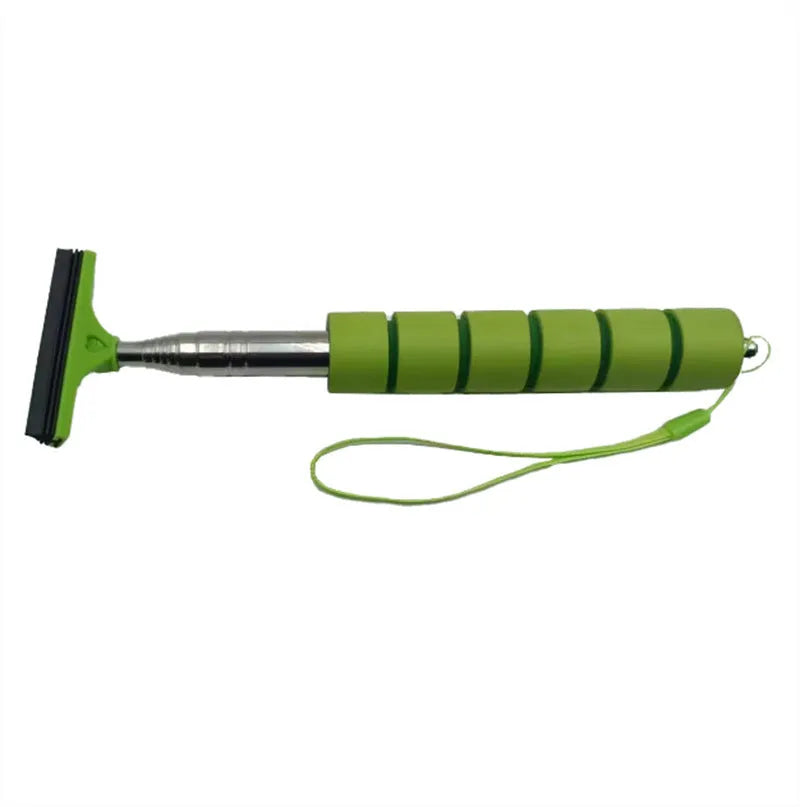 Retractable stainless steel car rearview mirror wiper shown in extended and retracted positions with colour options.