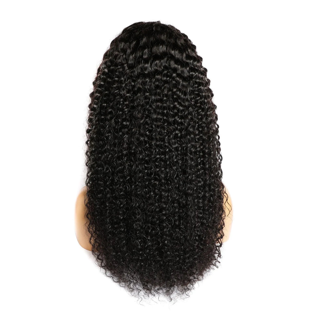 Curly human hair wig with natural-looking lace front and defined curls