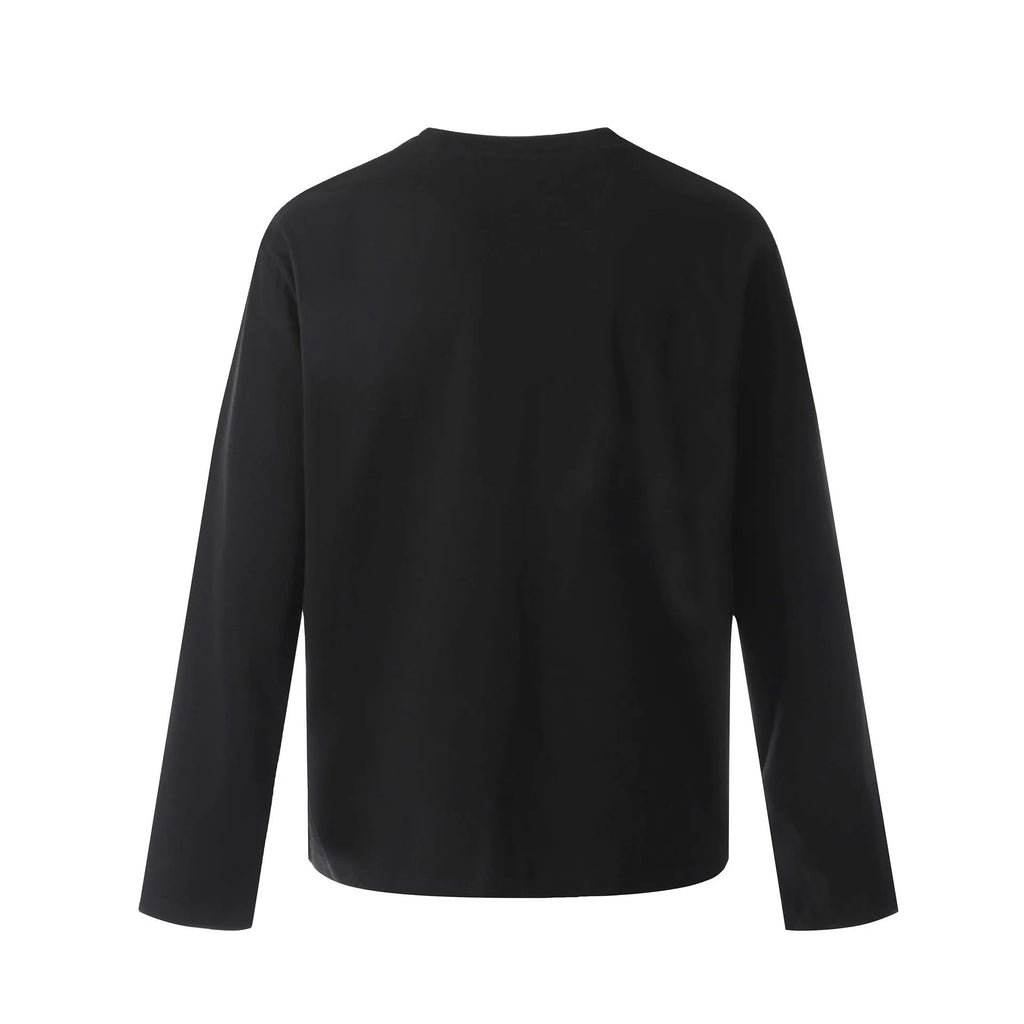 Men's loose fit cotton pullover top in American retro style showing black and flower grey colour options